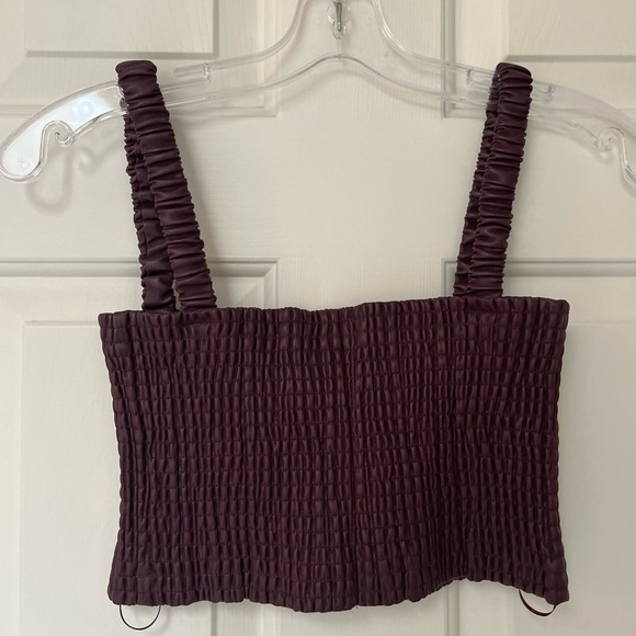 Textured Faux Leather Crop Top S - Picture 5 of 9